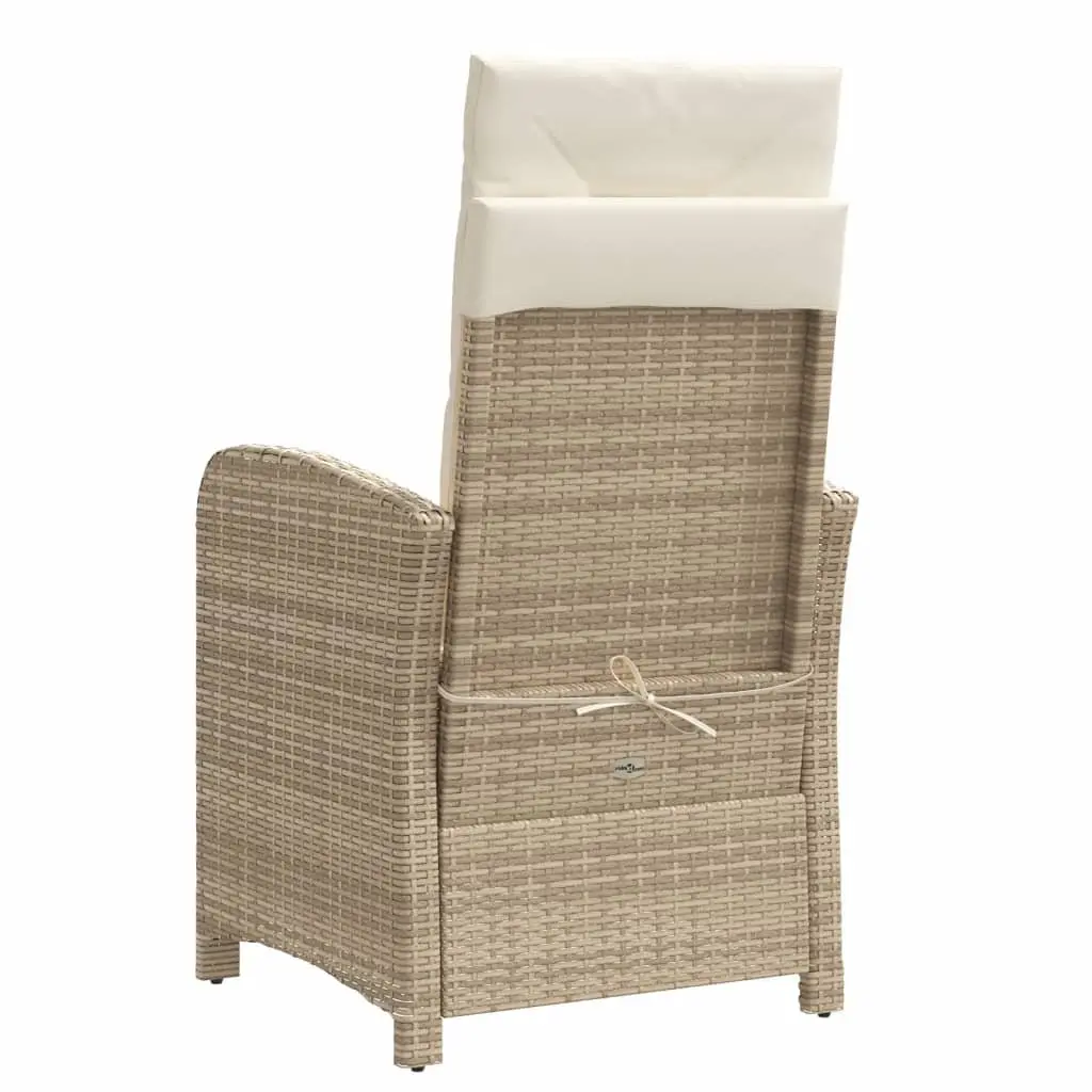 Outdoor Reclining Garden Chairs Adjustable Backrest 2 Piece Beige Poly Rattan with Cushions
