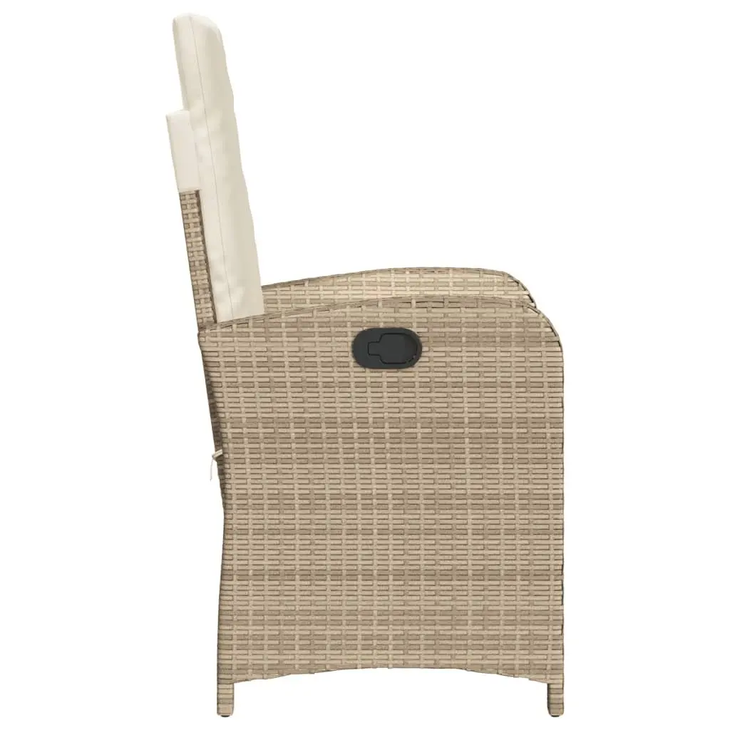 Outdoor Reclining Garden Chairs Adjustable Backrest 2 Piece Beige Poly Rattan with Cushions