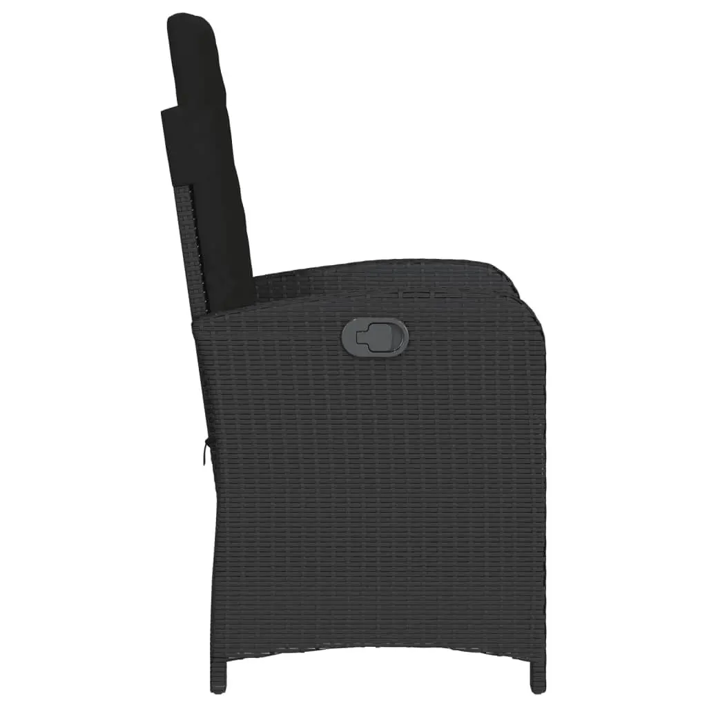 Outdoor Bistro Set Adjustable Backrest 3 Piece Black