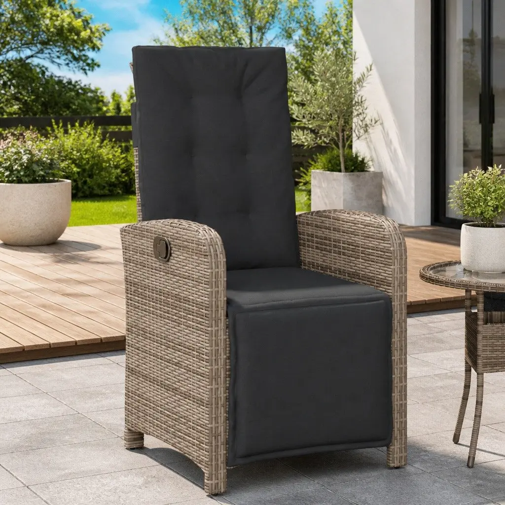 Reclining Garden Chair with Footrest Adjustable Backrest Outdoor Seating Grey