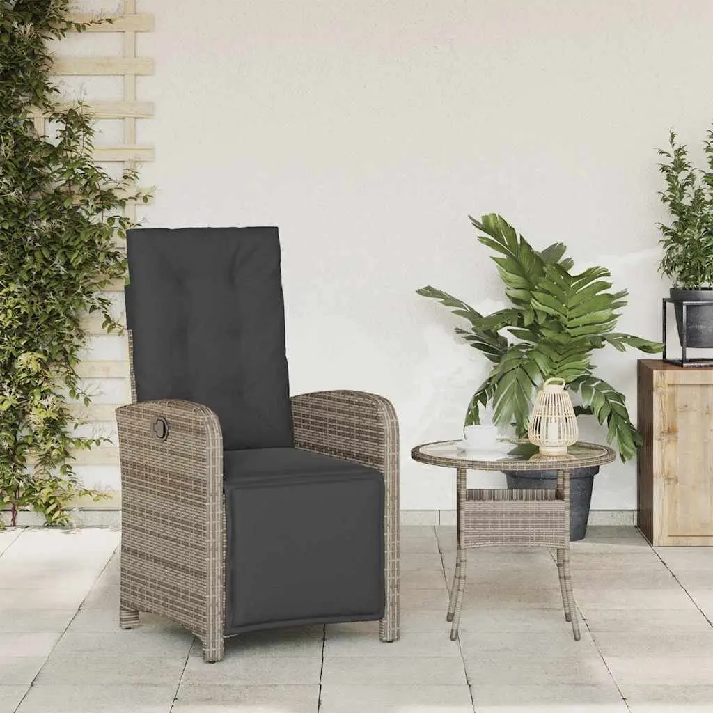 Reclining Garden Chair with Footrest Adjustable Backrest Outdoor Seating Grey