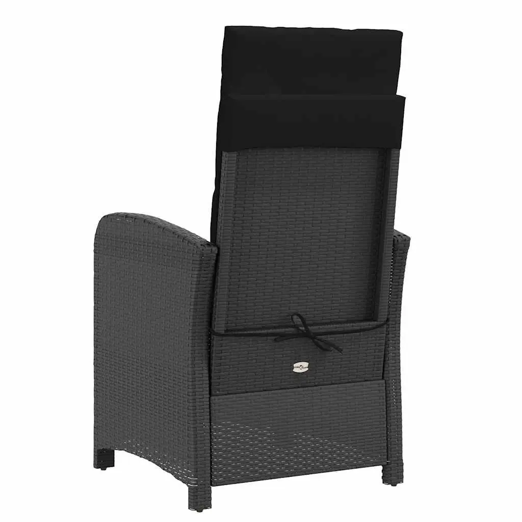 Outdoor Reclining Garden Chairs 2pcs with Footrest and Cushions Black