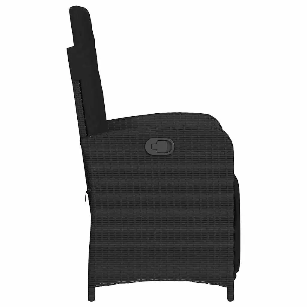 Outdoor Reclining Garden Chairs 2pcs with Footrest and Cushions Black