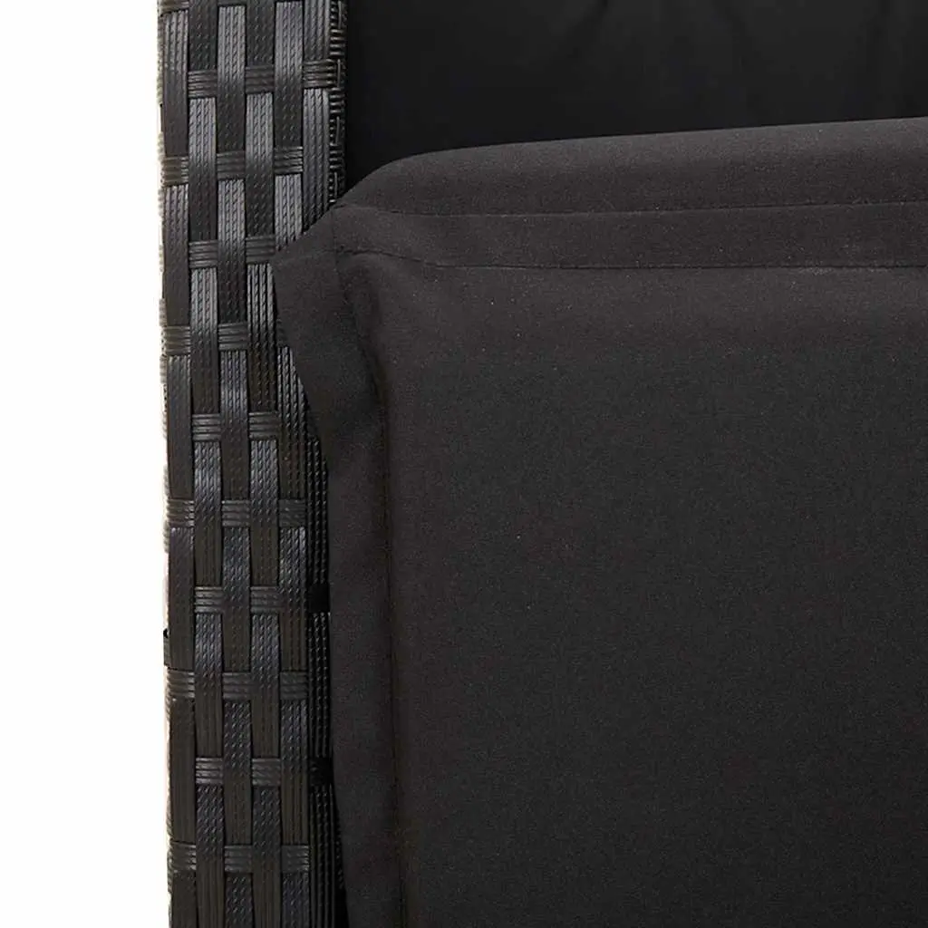 Outdoor Reclining Garden Chairs 2pcs with Footrest and Cushions Black
