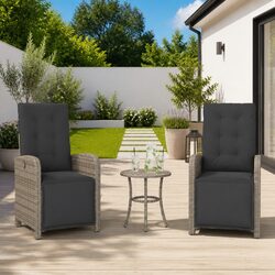 Reclining Outdoor Garden Chairs 2 pcs with Footrest Adjustable Grey