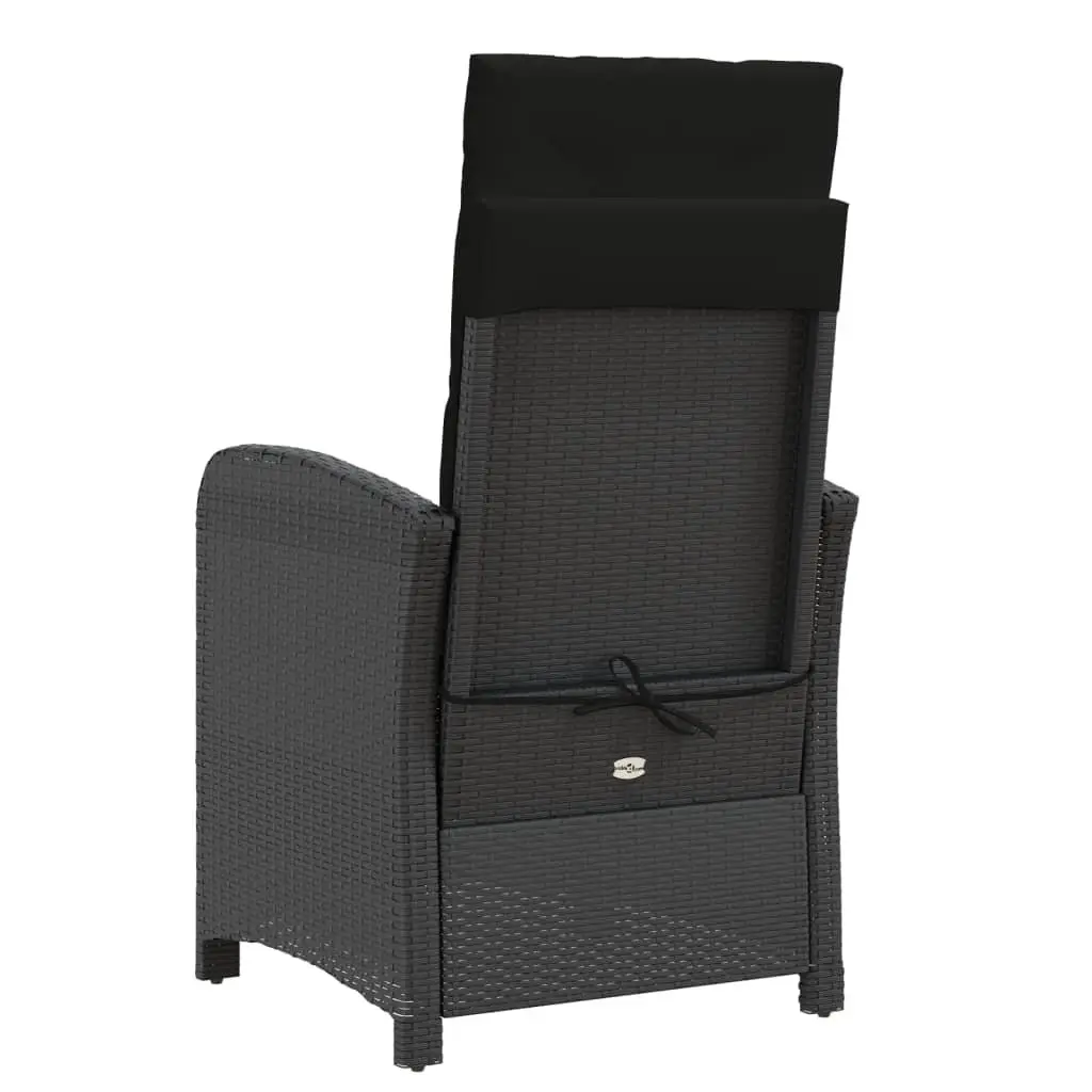3 Piece Bistro Set with Cushions Black Outdoor Garden Furniture Patio Chair