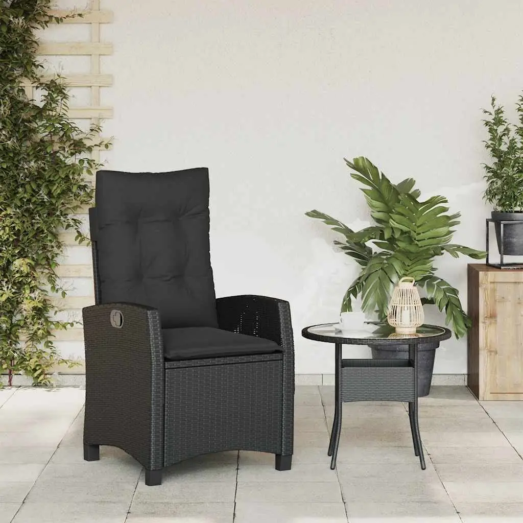 Reclining Outdoor Chair Garden Seat Adjustable Backrest Padded Cushions Black