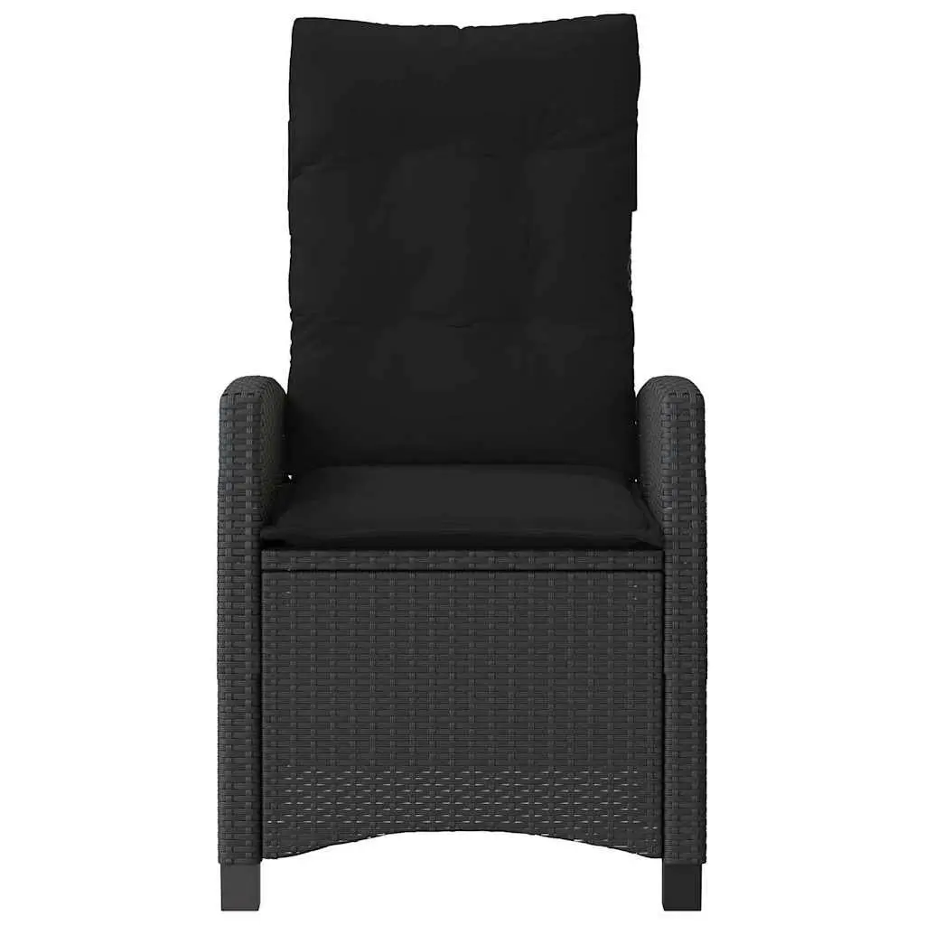 Reclining Outdoor Chair Garden Seat Adjustable Backrest Padded Cushions Black