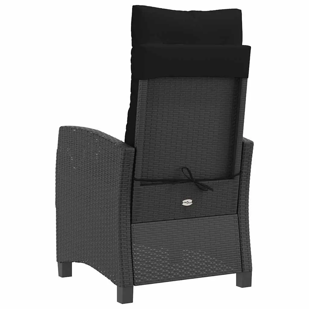 Reclining Outdoor Chair Garden Seat Adjustable Backrest Padded Cushions Black