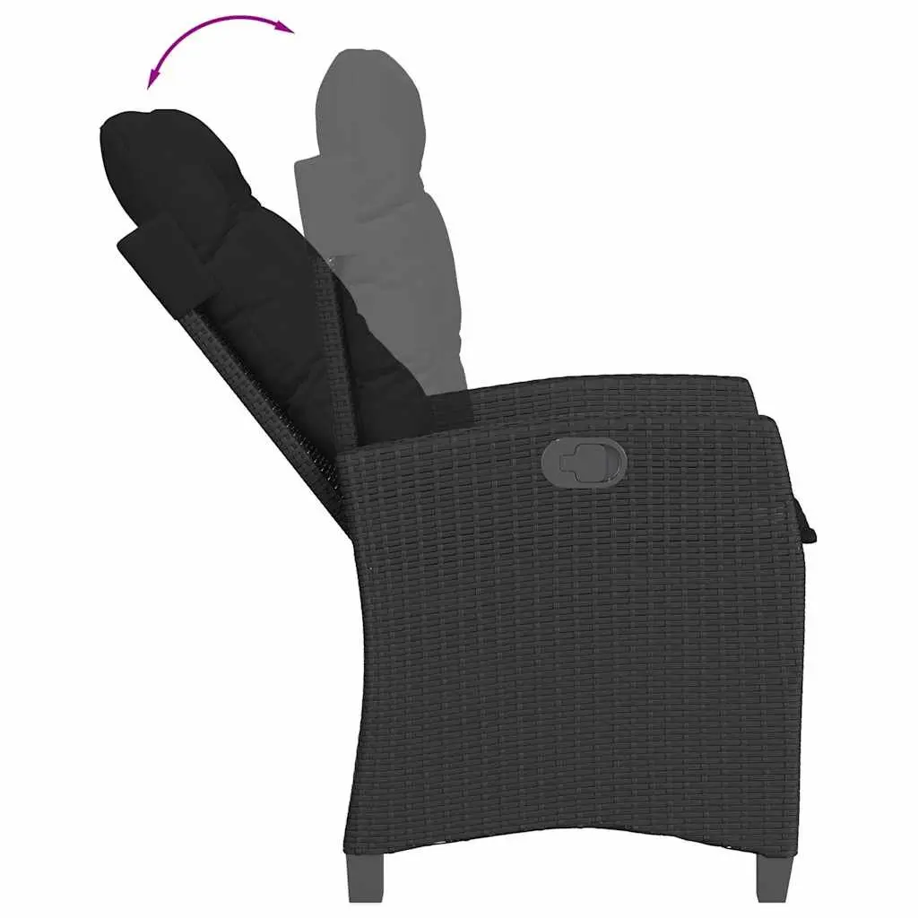 Reclining Outdoor Chair Garden Seat Adjustable Backrest Padded Cushions Black