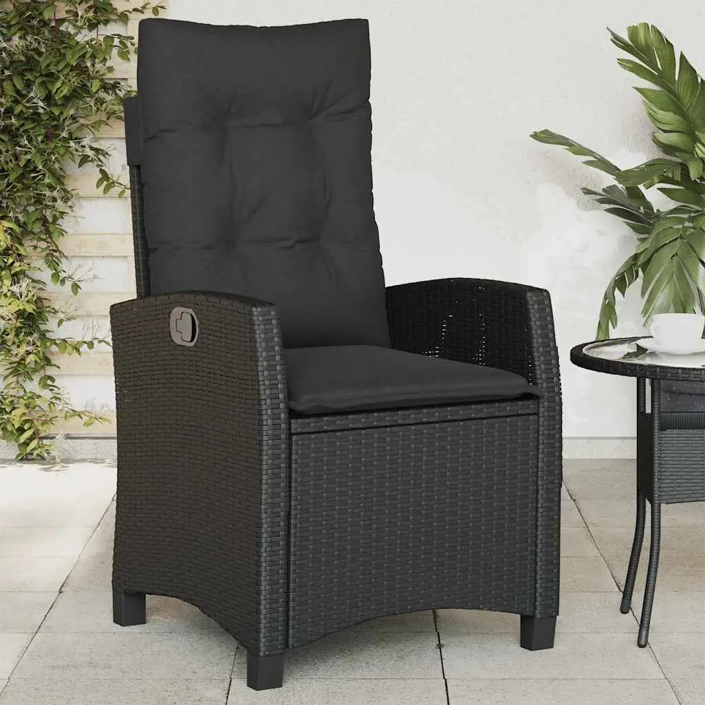 Outdoor Reclining Chairs Set 2 pcs Black Garden Seating with Cushions Adjustable
