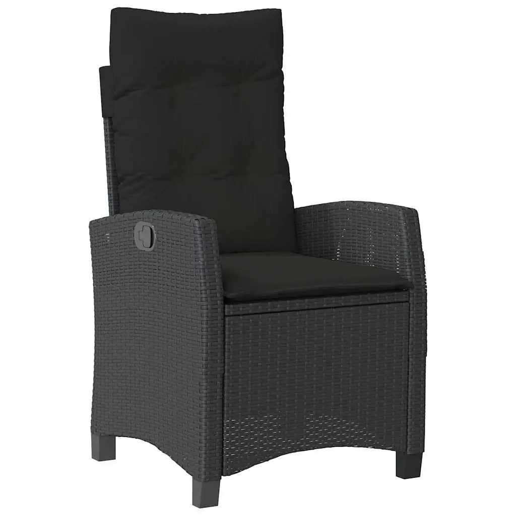 Outdoor Reclining Chairs Set 2 pcs Black Garden Seating with Cushions Adjustable