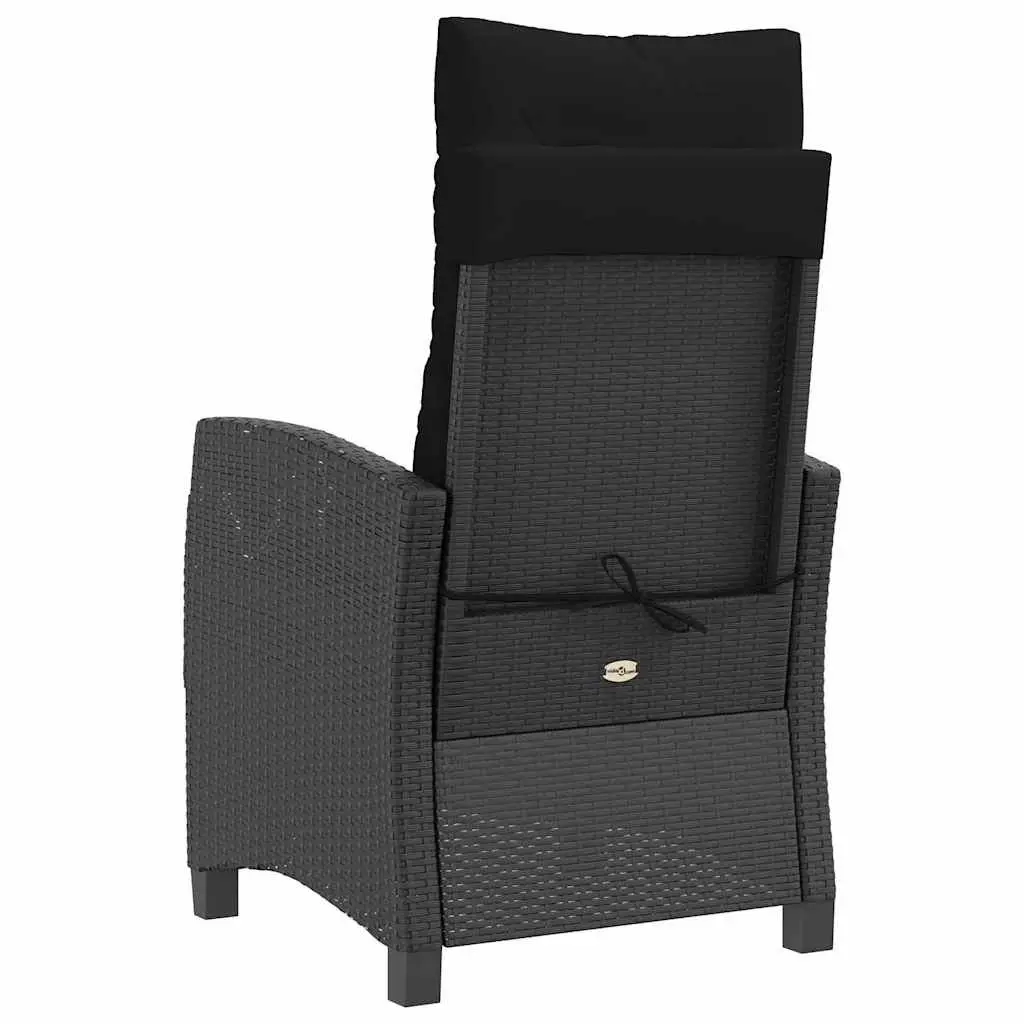 Outdoor Reclining Chairs Set 2 pcs Black Garden Seating with Cushions Adjustable