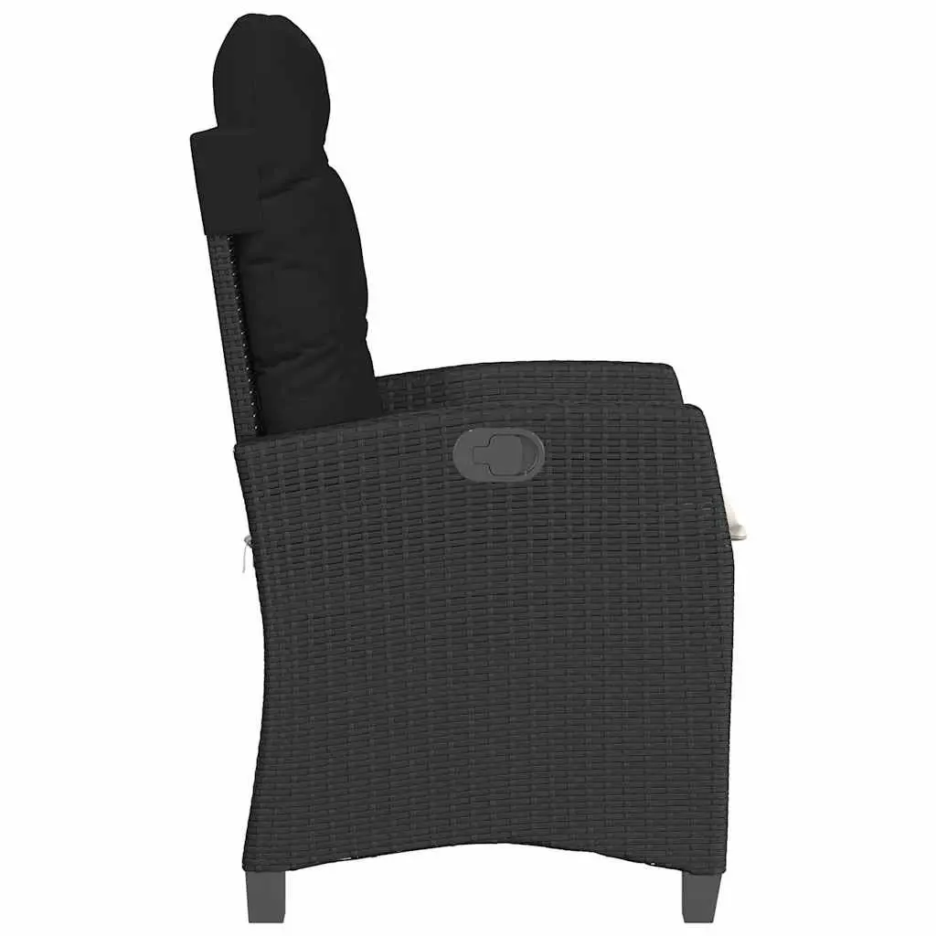 Outdoor Reclining Chairs Set 2 pcs Black Garden Seating with Cushions Adjustable