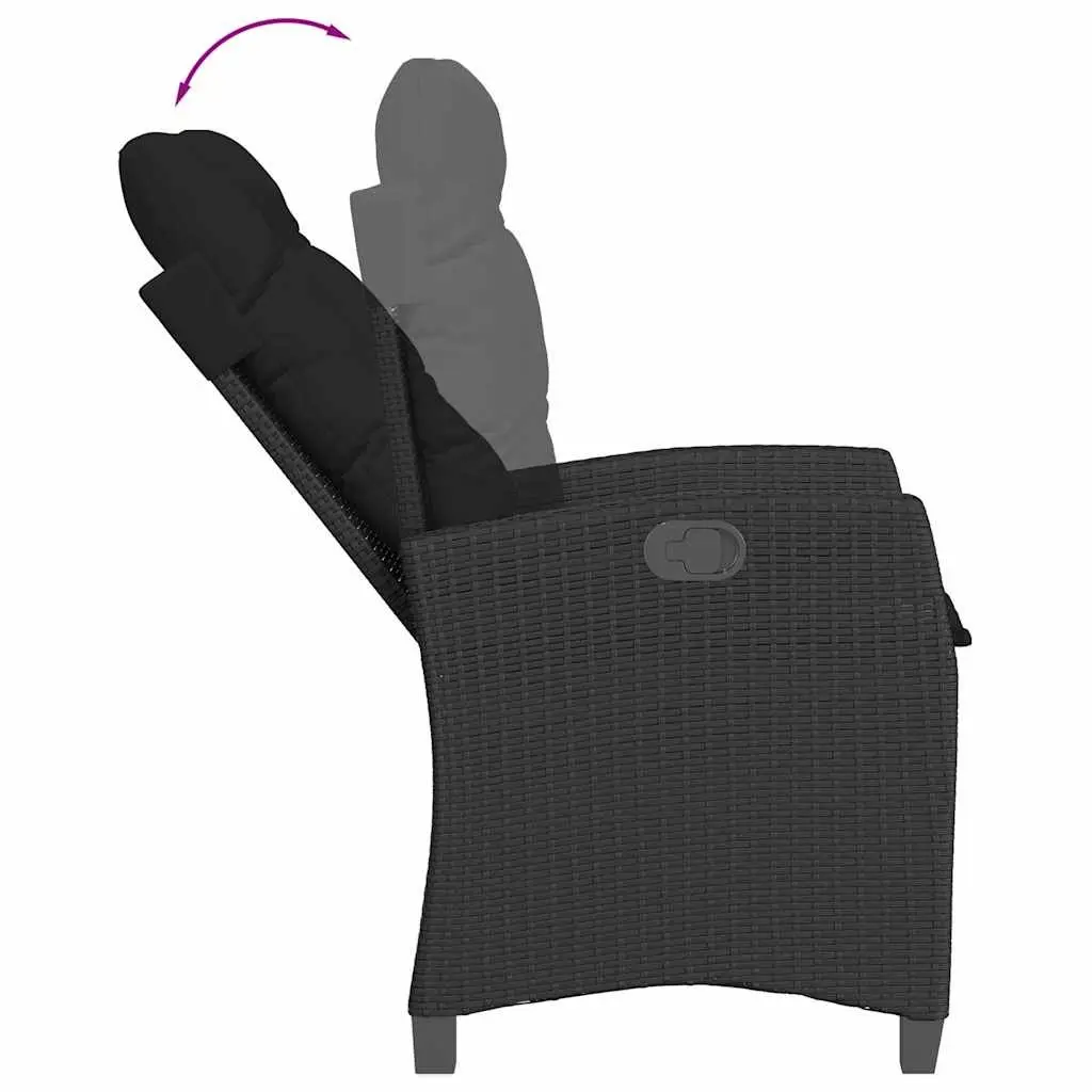 Outdoor Reclining Chairs Set 2 pcs Black Garden Seating with Cushions Adjustable