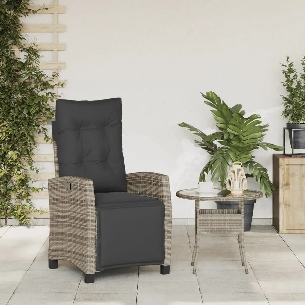 Reclining Garden Chair Adjustable Backrest Footrest Grey