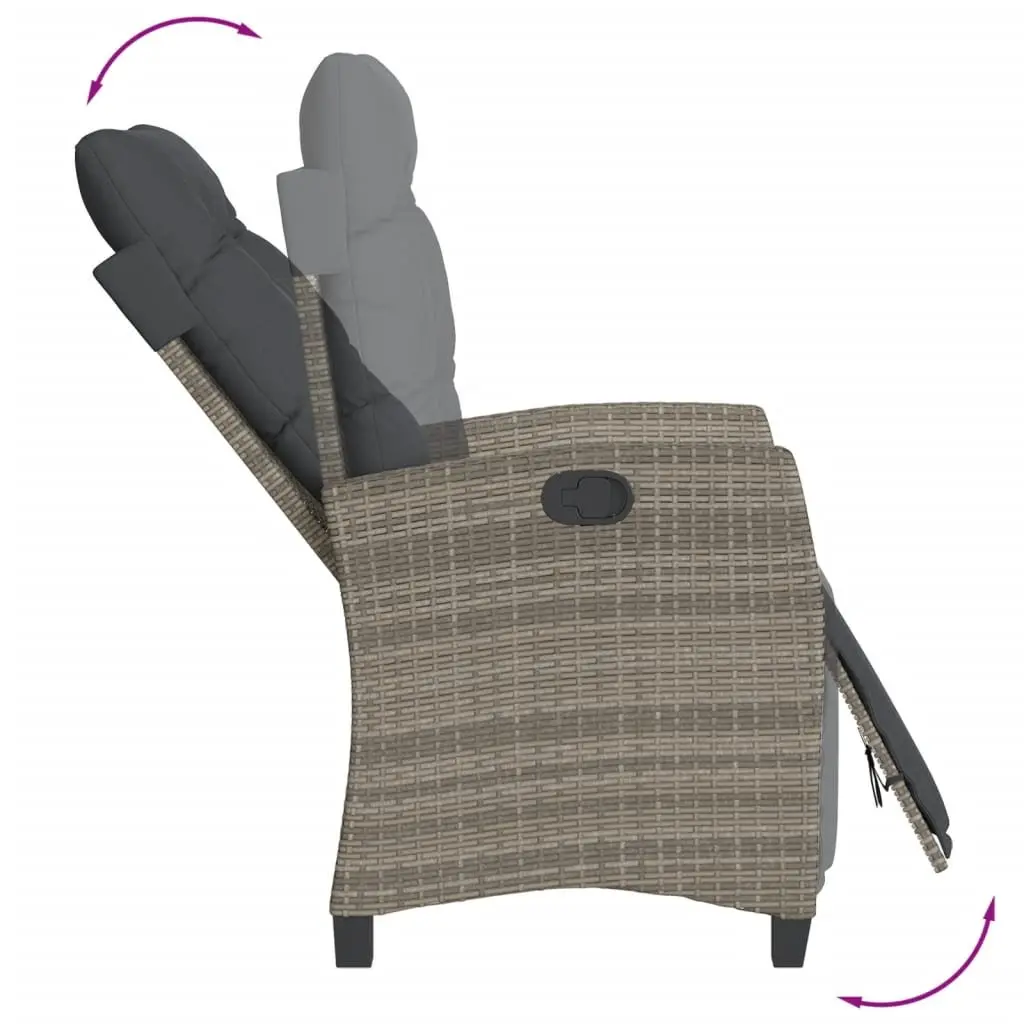 Reclining Garden Chair Adjustable Backrest Footrest Grey