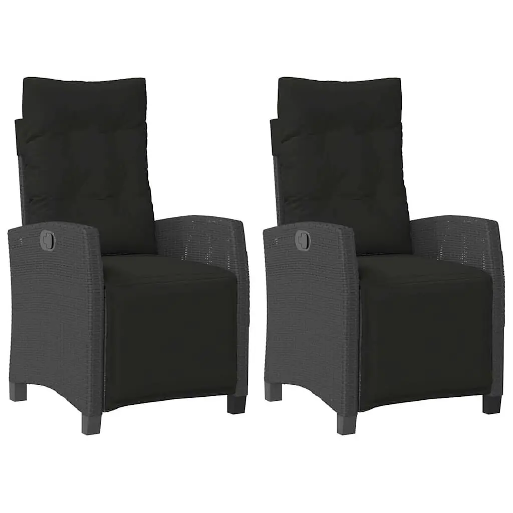 Reclining Garden Chairs Adjustable Backrest Footrest 2 pcs Black