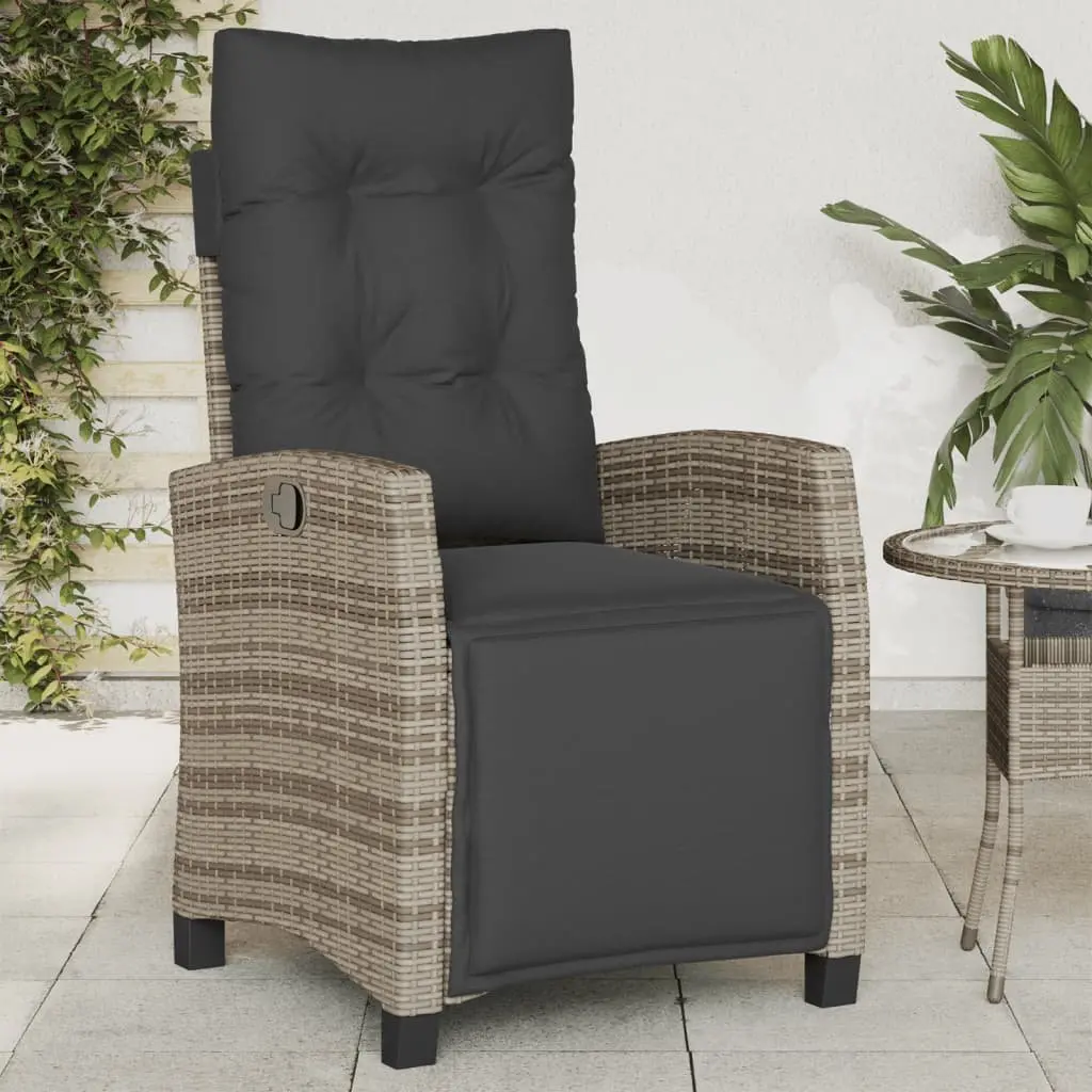 Reclining Garden Chairs Adjustable Grey Set of 2 Outdoor Seating with Footrest