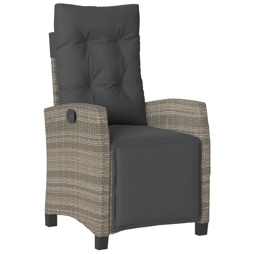 Reclining Garden Chairs Adjustable Grey Set of 2 Outdoor Seating with Footrest