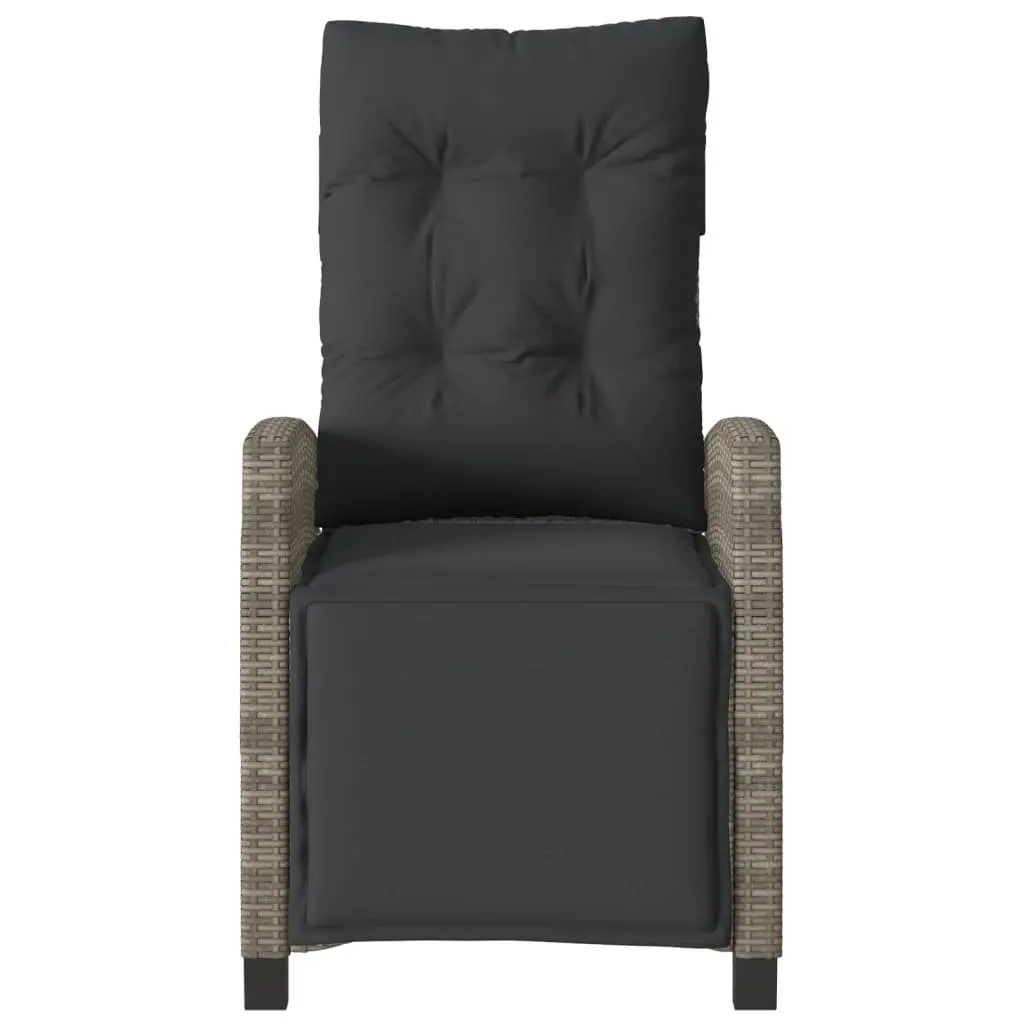 Reclining Garden Chairs Adjustable Grey Set of 2 Outdoor Seating with Footrest