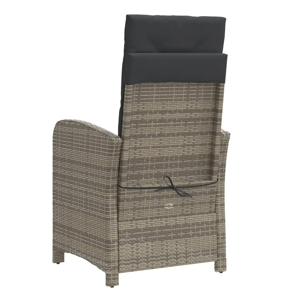 Reclining Garden Chairs Adjustable Grey Set of 2 Outdoor Seating with Footrest