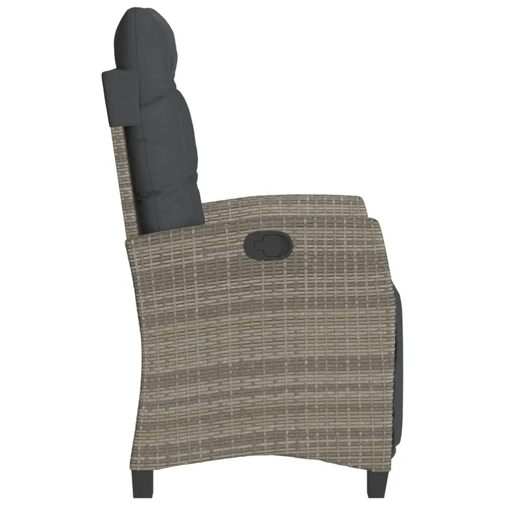 Reclining Garden Chairs Adjustable Grey Set of 2 Outdoor Seating with Footrest