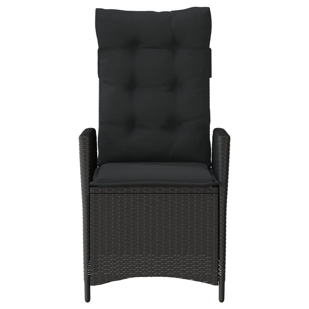 Outdoor Reclining Chairs Padded Cushions Adjustable Backrest Black 2 Piece Set