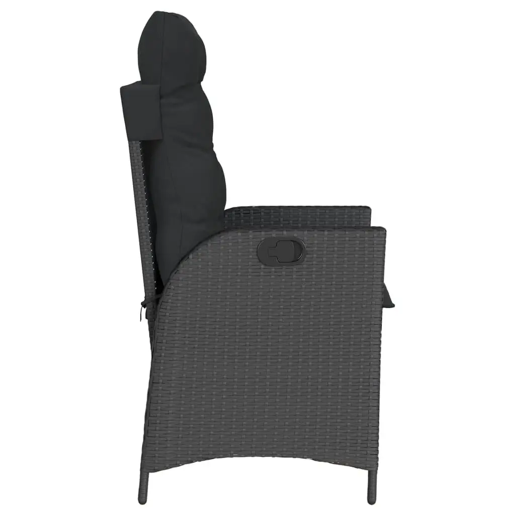 Outdoor Reclining Chairs Padded Cushions Adjustable Backrest Black 2 Piece Set