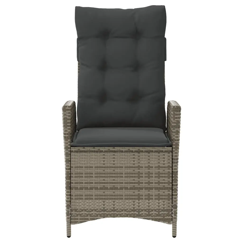 Reclining Garden Chairs Adjustable Backrest 2 Piece Grey Poly Rattan with Cushions