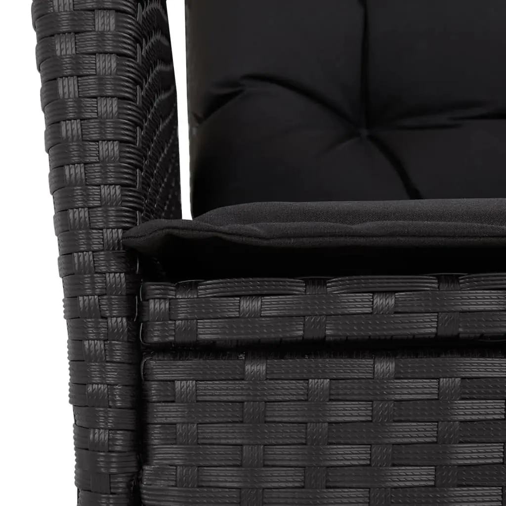 3 Piece Bistro Set Outdoor Furniture Adjustable Backrest Black Poly Rattan