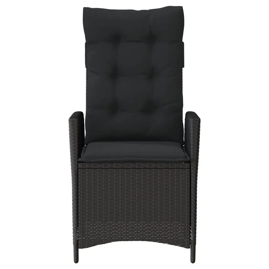 3 Piece Bistro Set Outdoor Furniture Adjustable Backrest Black Poly Rattan