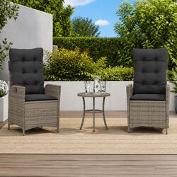 Friendly Grey Outdoor Bistro Set with Cushions