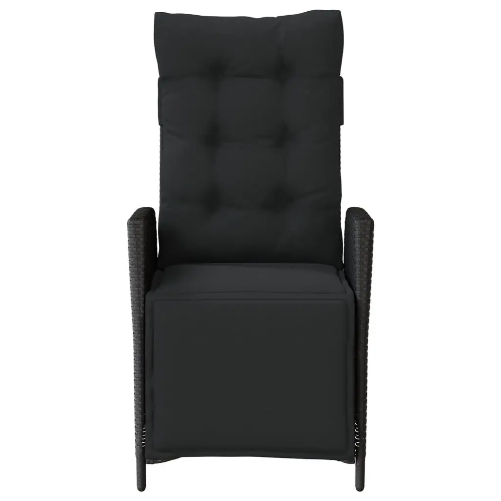 Reclining Garden Chair Adjustable Backrest Footrest Cushioned Outdoor Lounger Black