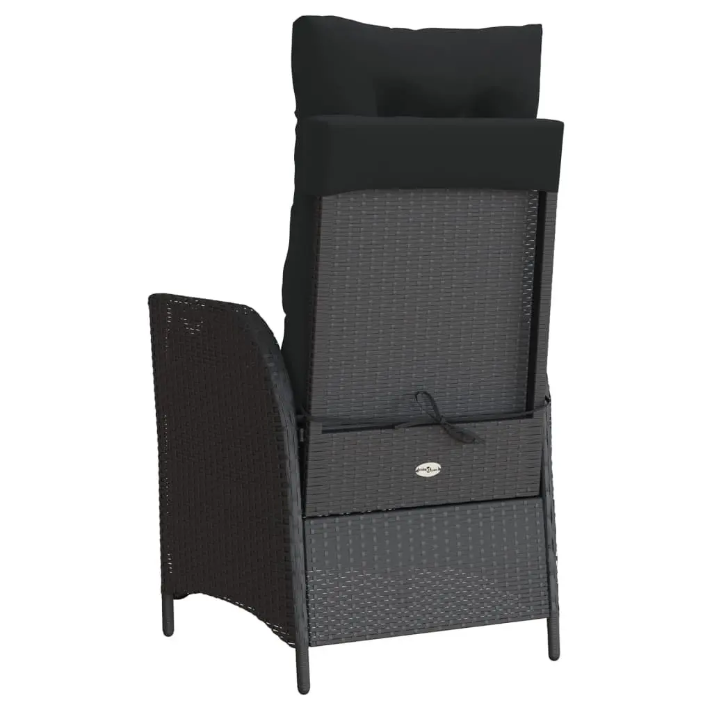 Reclining Garden Chair Adjustable Backrest Footrest Cushioned Outdoor Lounger Black
