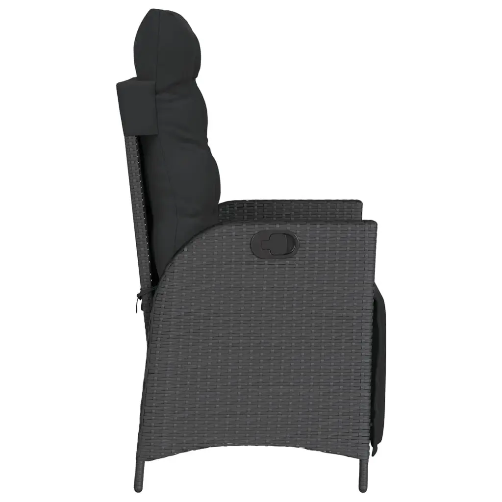 Reclining Garden Chair Adjustable Backrest Footrest Cushioned Outdoor Lounger Black