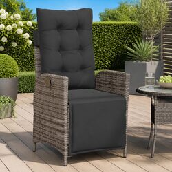 Reclining Outdoor Garden Chair with Footrest Grey Poly Rattan Adjustable