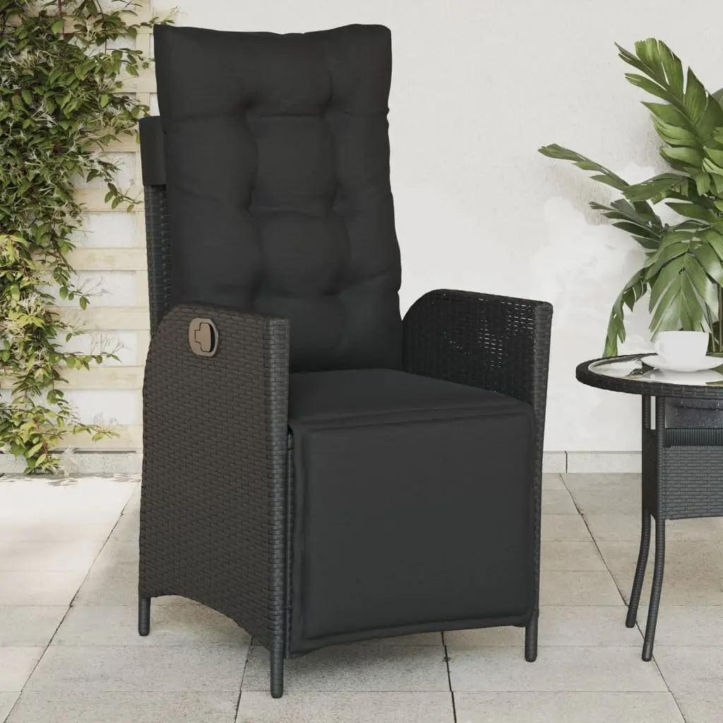 Black Reclining Garden Chairs Adjustable Footrest 2 Piece Outdoor Seating