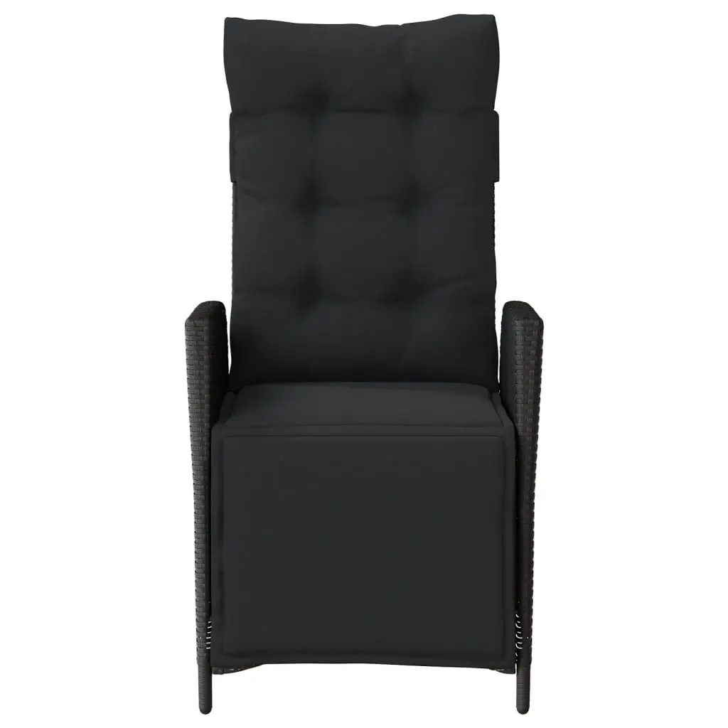 Black Reclining Garden Chairs Adjustable Footrest 2 Piece Outdoor Seating