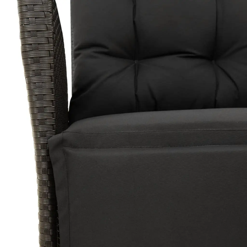 Black Reclining Garden Chairs Adjustable Footrest 2 Piece Outdoor Seating