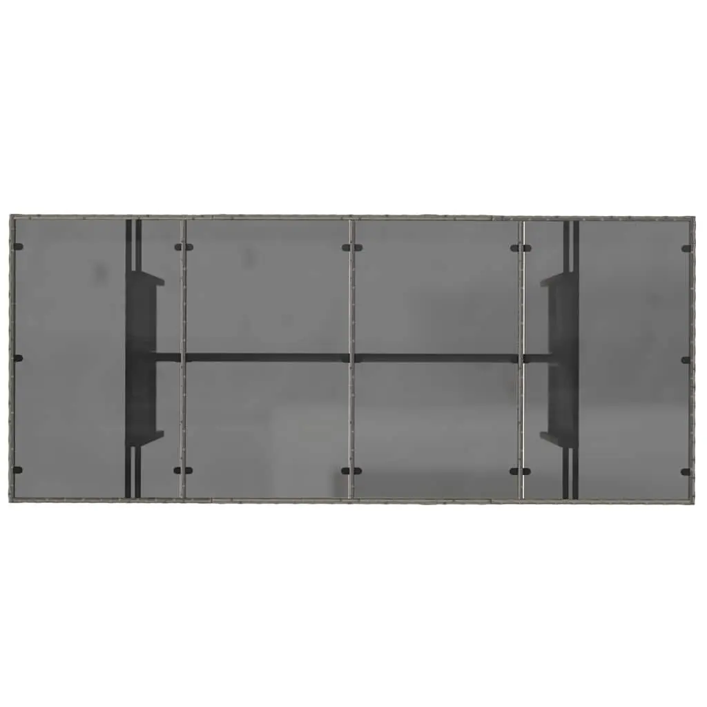 Garden Table Grey Poly Rattan Glass Top 190x80x74cm