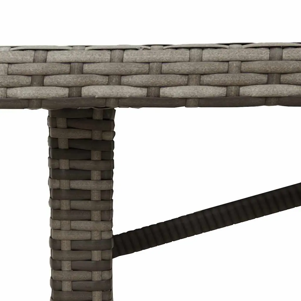 Garden Table Grey Poly Rattan Glass Top 190x80x74cm
