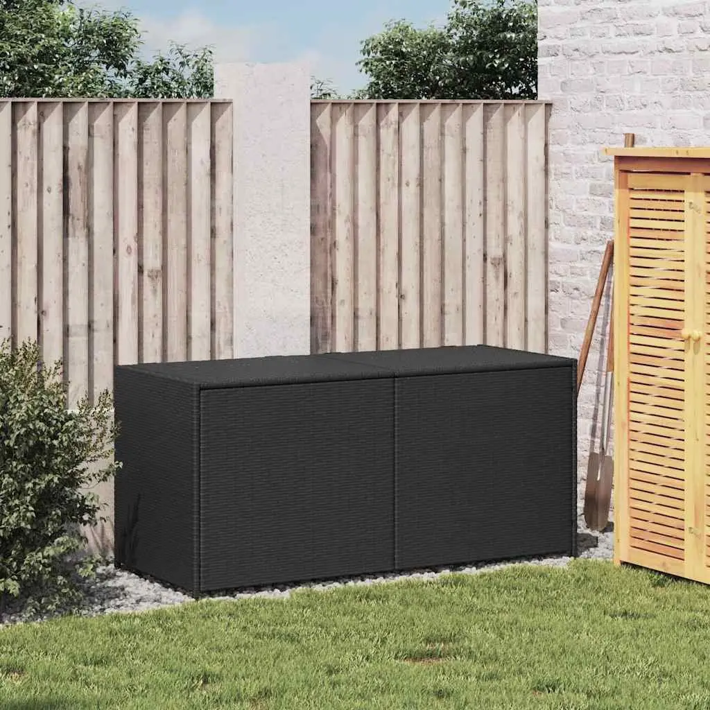 Outdoor Garden Storage Box Black 283L Weather Resistant Poly Rattan Chest