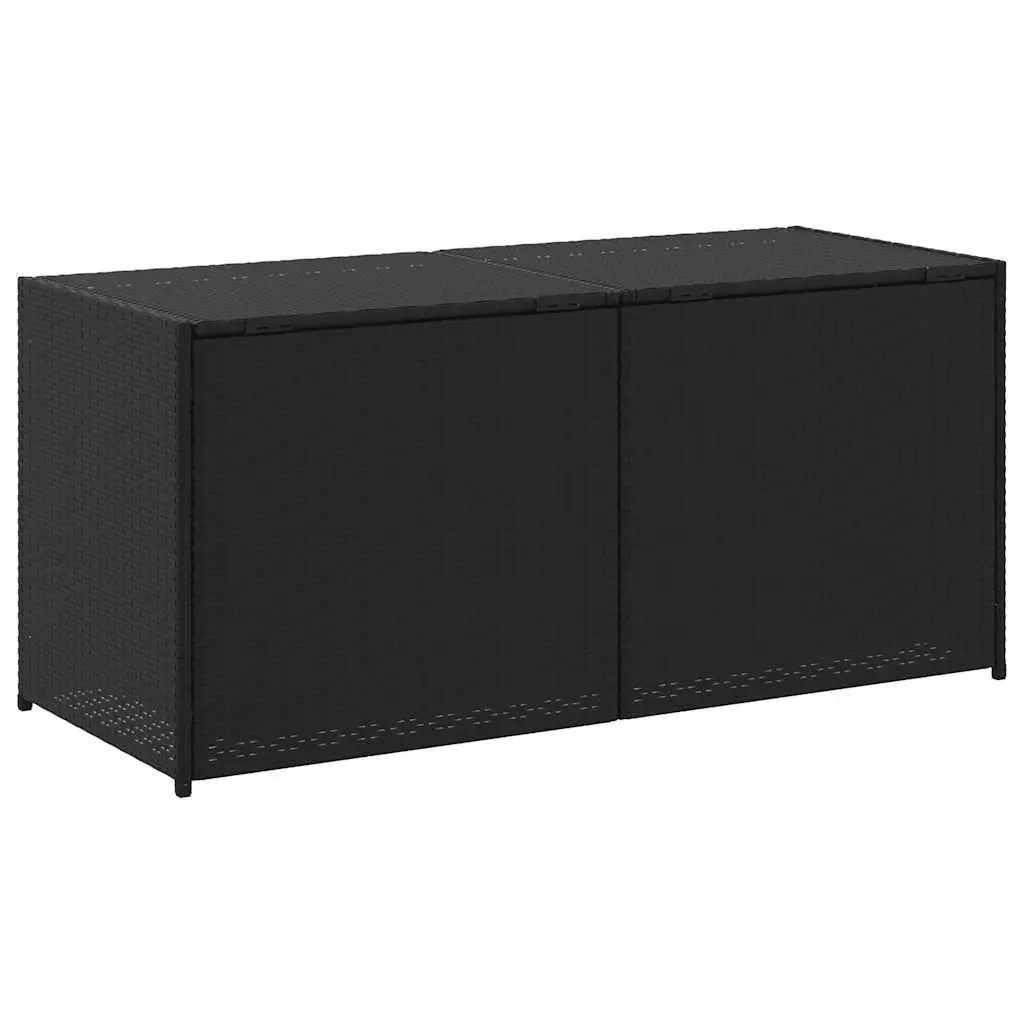 Outdoor Garden Storage Box Black 283L Weather Resistant Poly Rattan Chest