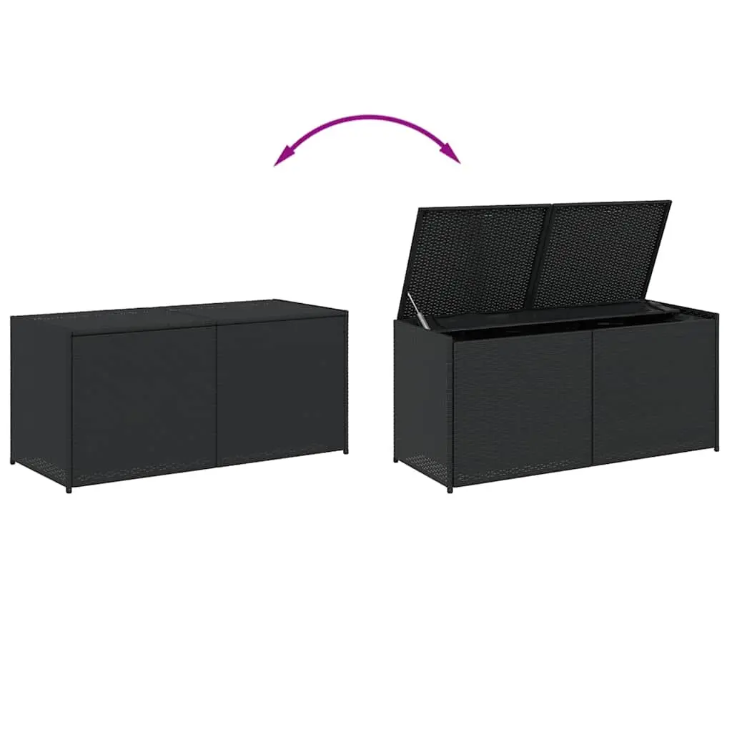 Outdoor Garden Storage Box Black 283L Weather Resistant Poly Rattan Chest