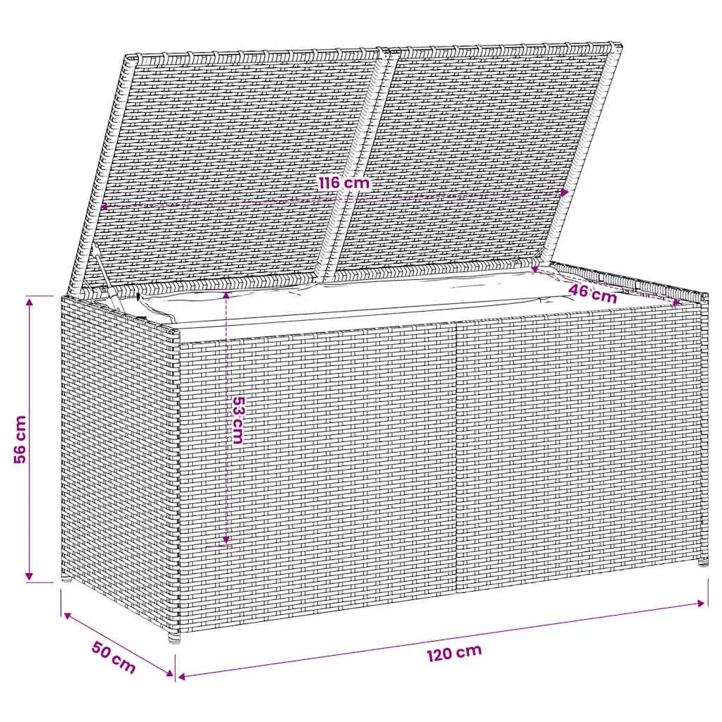 Outdoor Garden Storage Box Black 283L Weather Resistant Poly Rattan Chest