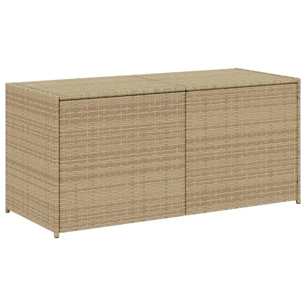 Garden Storage Box Beige Waterproof PE Rattan 283L Outdoor Patio Furniture