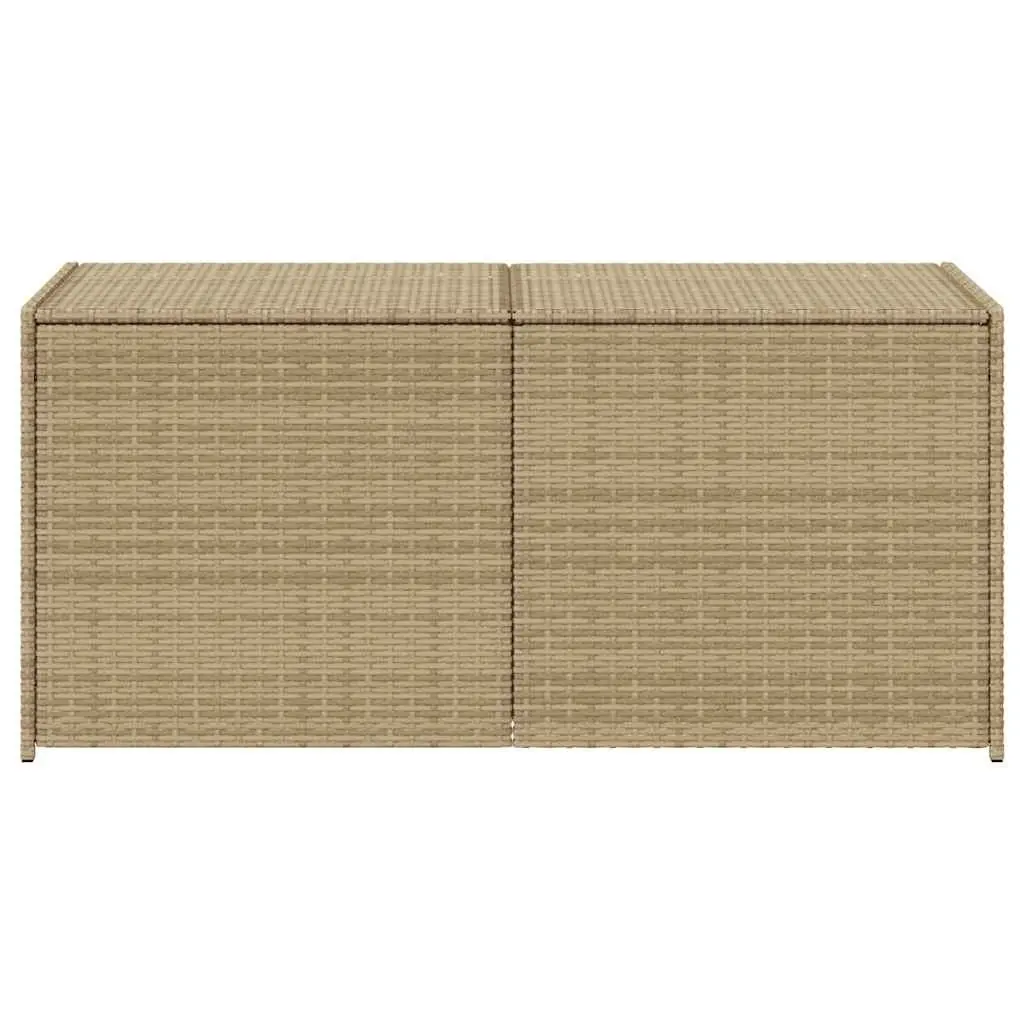 Garden Storage Box Beige Waterproof PE Rattan 283L Outdoor Patio Furniture