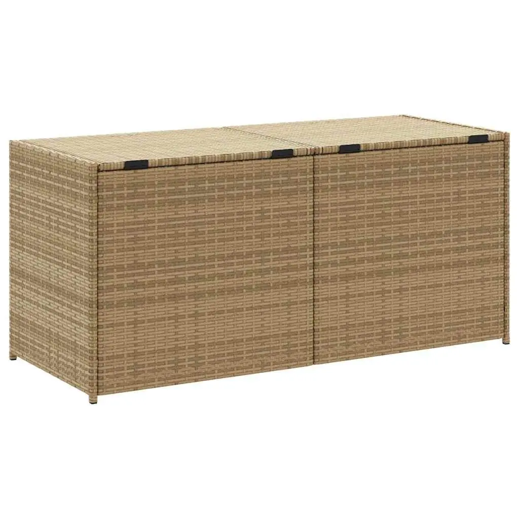 Garden Storage Box Beige Waterproof PE Rattan 283L Outdoor Patio Furniture