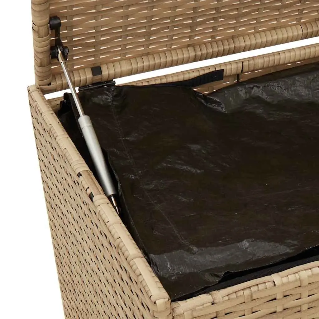 Garden Storage Box Beige Waterproof PE Rattan 283L Outdoor Patio Furniture